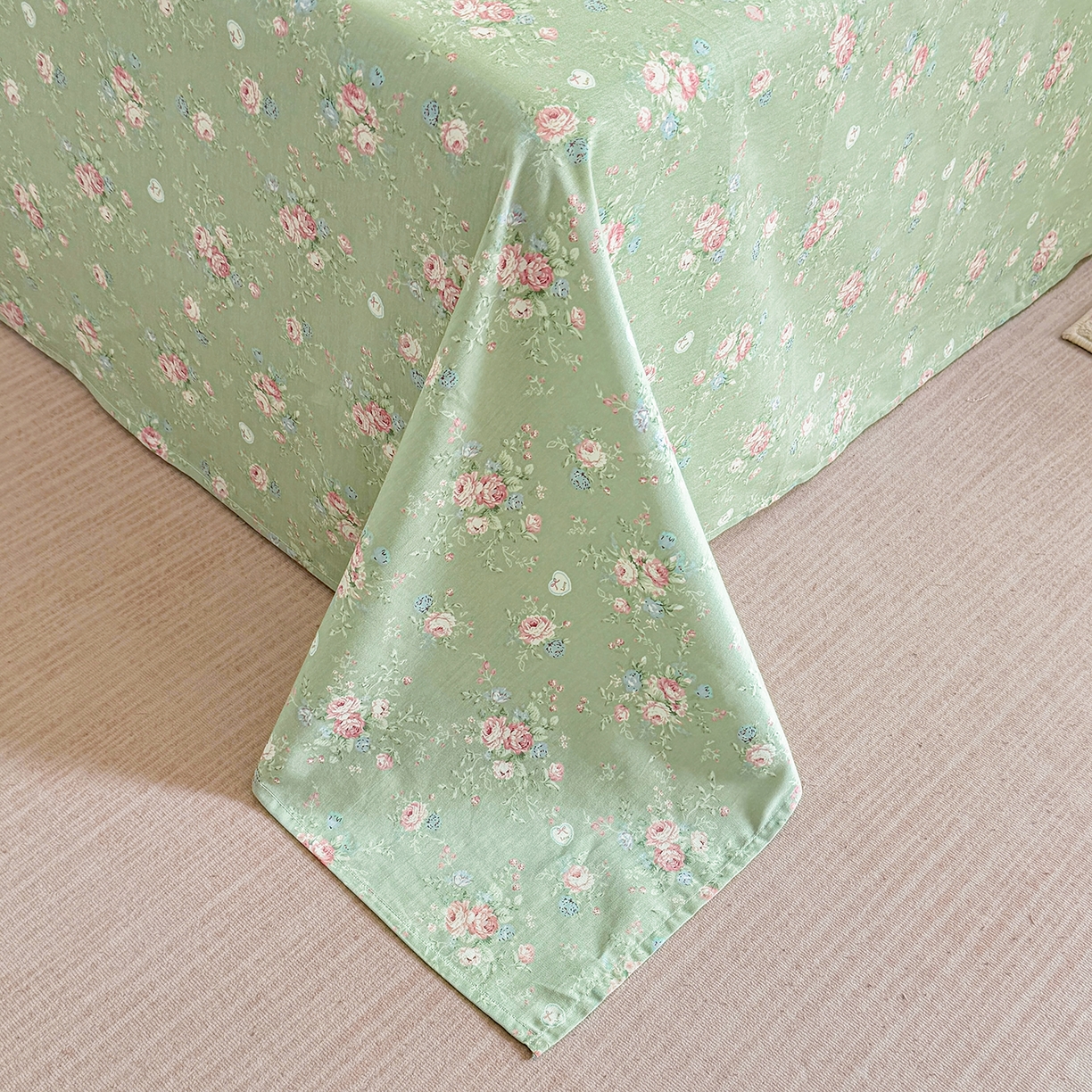 91家纺网 家纺一手货源 找家纺 壹贝家纺 2025新款小清新全棉纯棉印花系列-单被套 沐熙花-绿