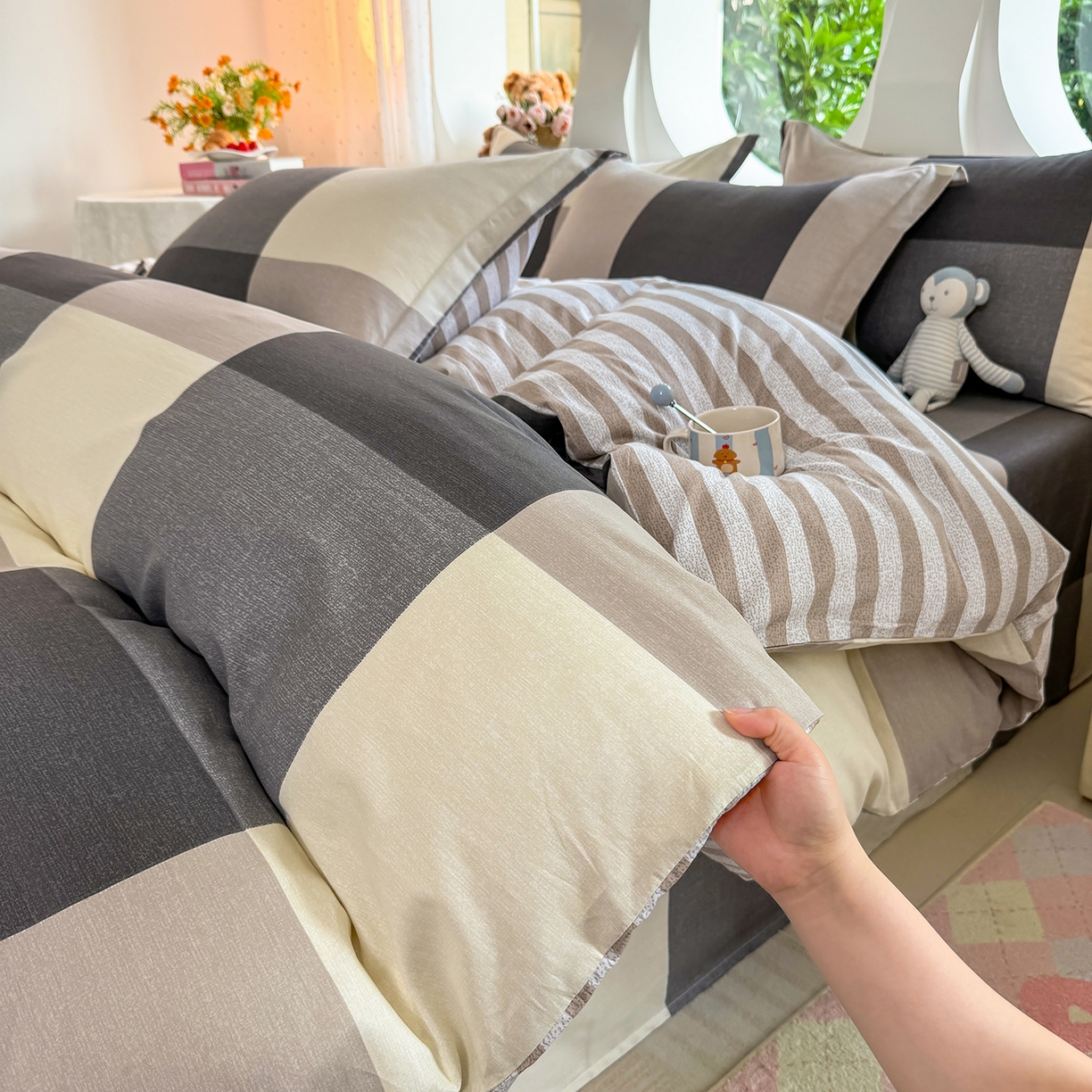 91家纺网 家纺一手货源 找家纺 壹贝家纺 2025新款小清新全棉纯棉印花系列-单被套 南山南