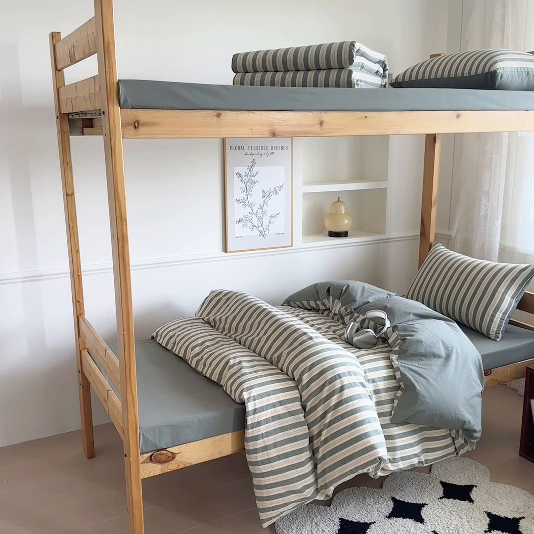 91家纺网 家纺一手货源 找家纺 恬思语家纺 2025新款全棉纯棉水洗棉学生宿舍上下铺三件套四件套单被套单品 梦想家