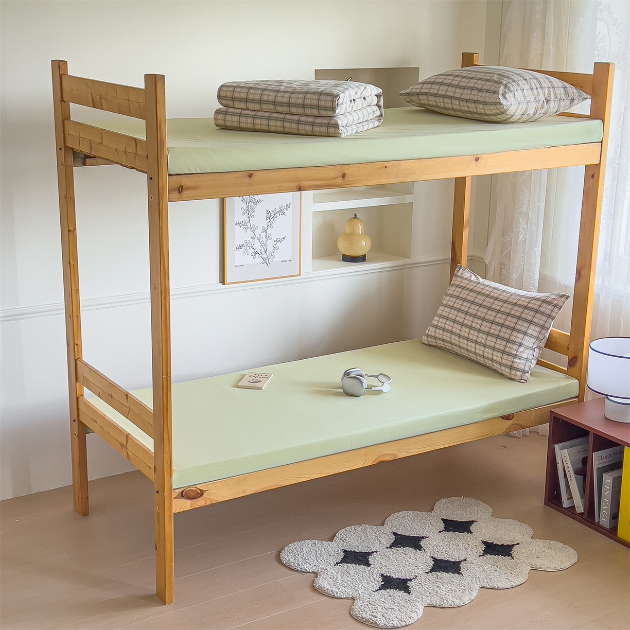 91家纺网 家纺一手货源 找家纺 恬思语家纺 2025新款全棉纯棉水洗棉学生宿舍上下铺三件套四件套单被套单品 棉芷绿