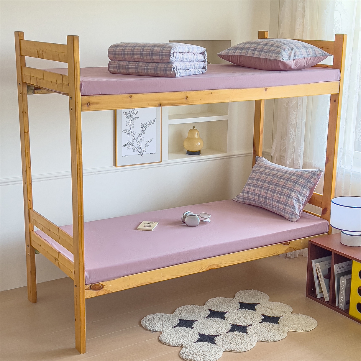 91家纺网 家纺一手货源 找家纺 恬思语家纺 2025新款全棉纯棉水洗棉学生宿舍上下铺三件套四件套单被套单品 云舒紫