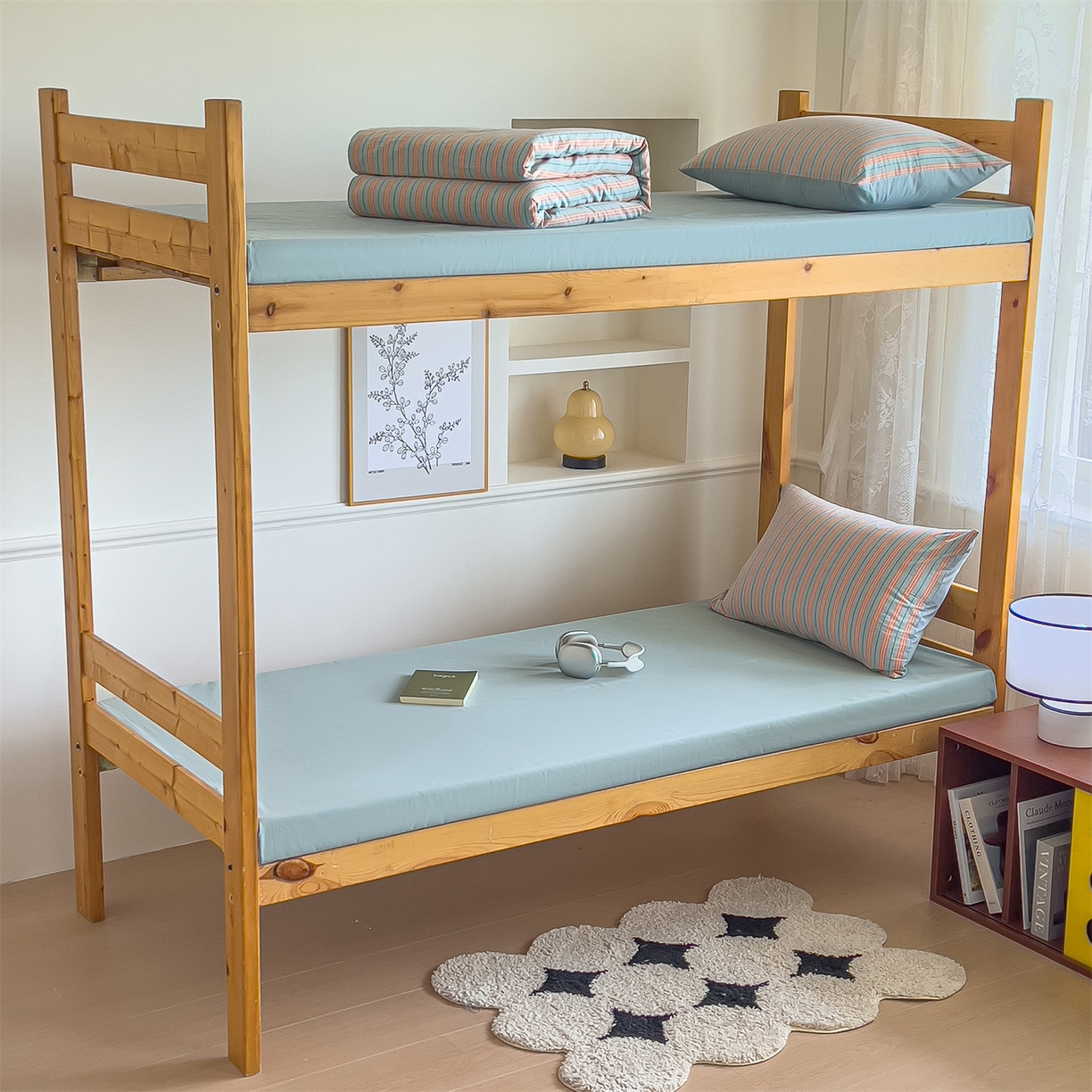 91家纺网 家纺一手货源 找家纺 恬思语家纺 2025新款全棉纯棉水洗棉学生宿舍上下铺三件套四件套单被套单品 絮语桔