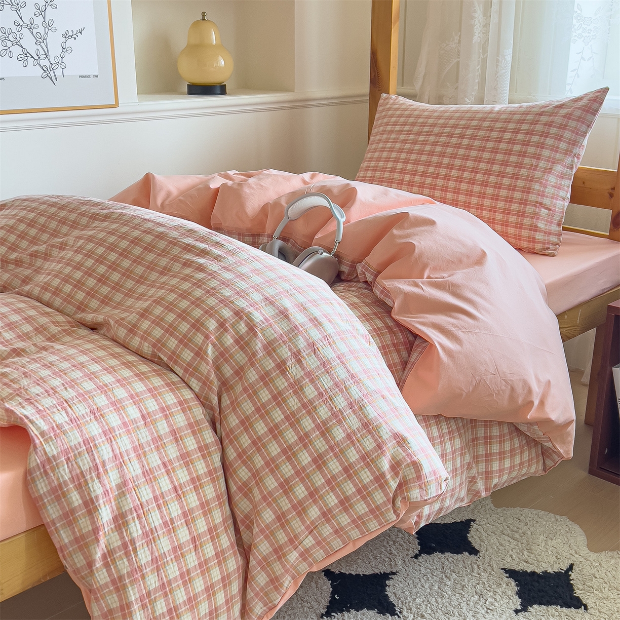 91家纺网 家纺一手货源 找家纺 恬思语家纺 2025新款全棉纯棉水洗棉学生宿舍上下铺三件套四件套单被套单品 恩格尔粉