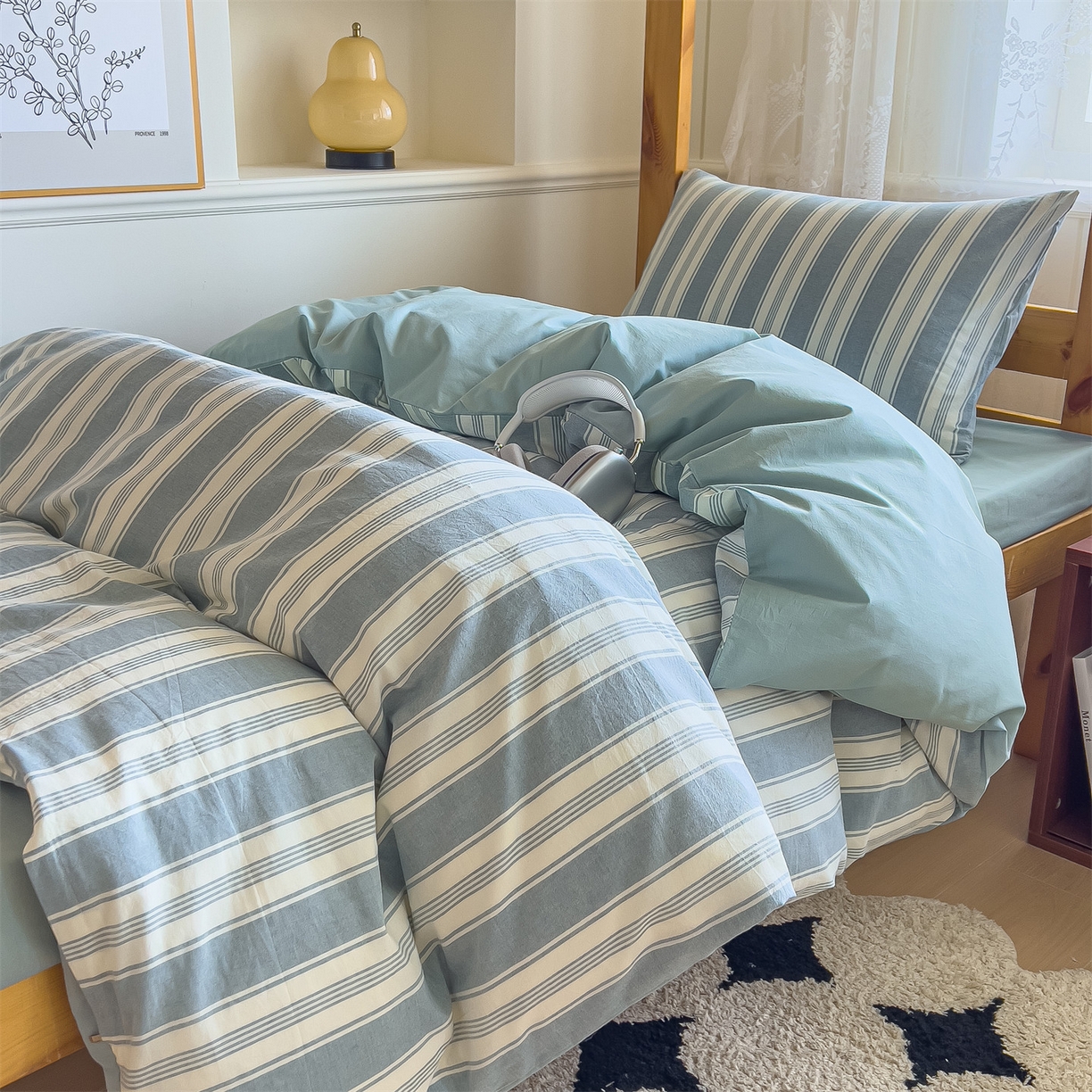 91家纺网 家纺一手货源 找家纺 恬思语家纺 2025新款全棉纯棉水洗棉学生宿舍上下铺三件套四件套单被套单品 布莱格兰