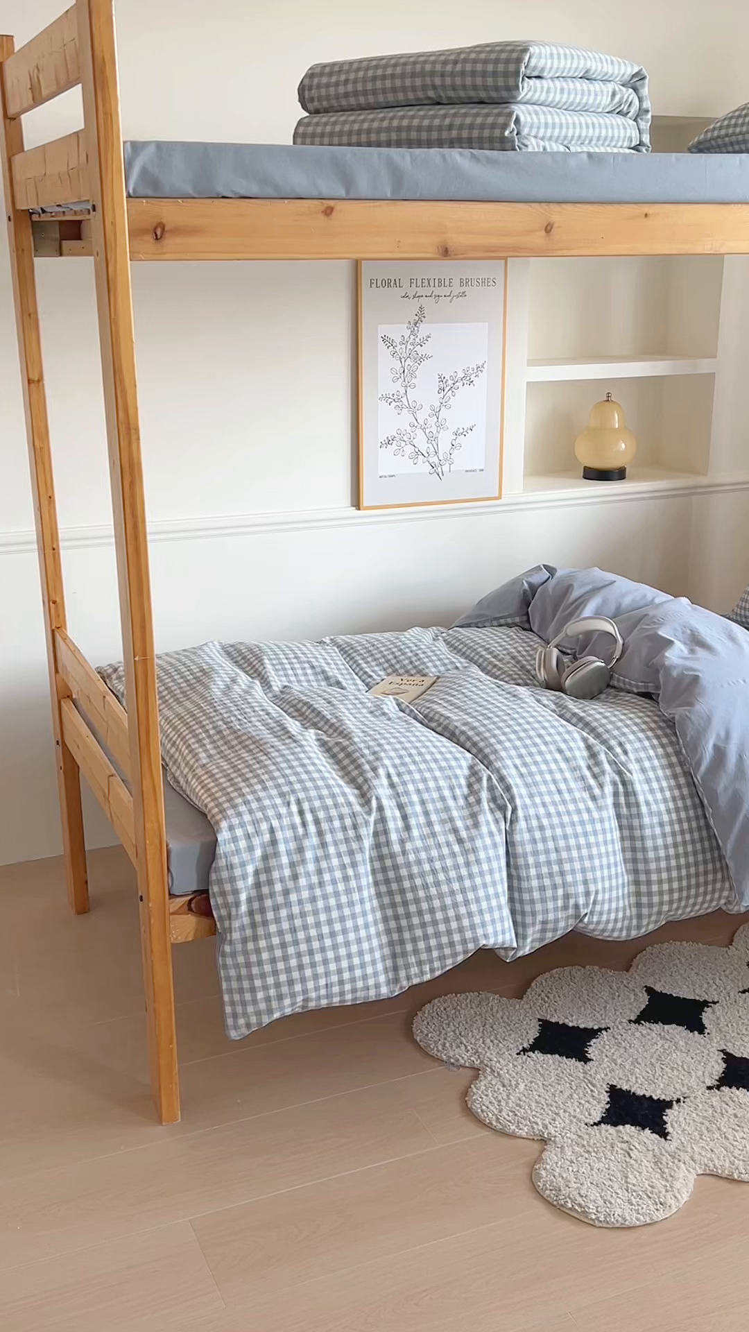 91家纺网 家纺一手货源 找家纺 恬思语家纺 2025新款全棉纯棉水洗棉学生宿舍上下铺三件套四件套单被套单品 蓝小格