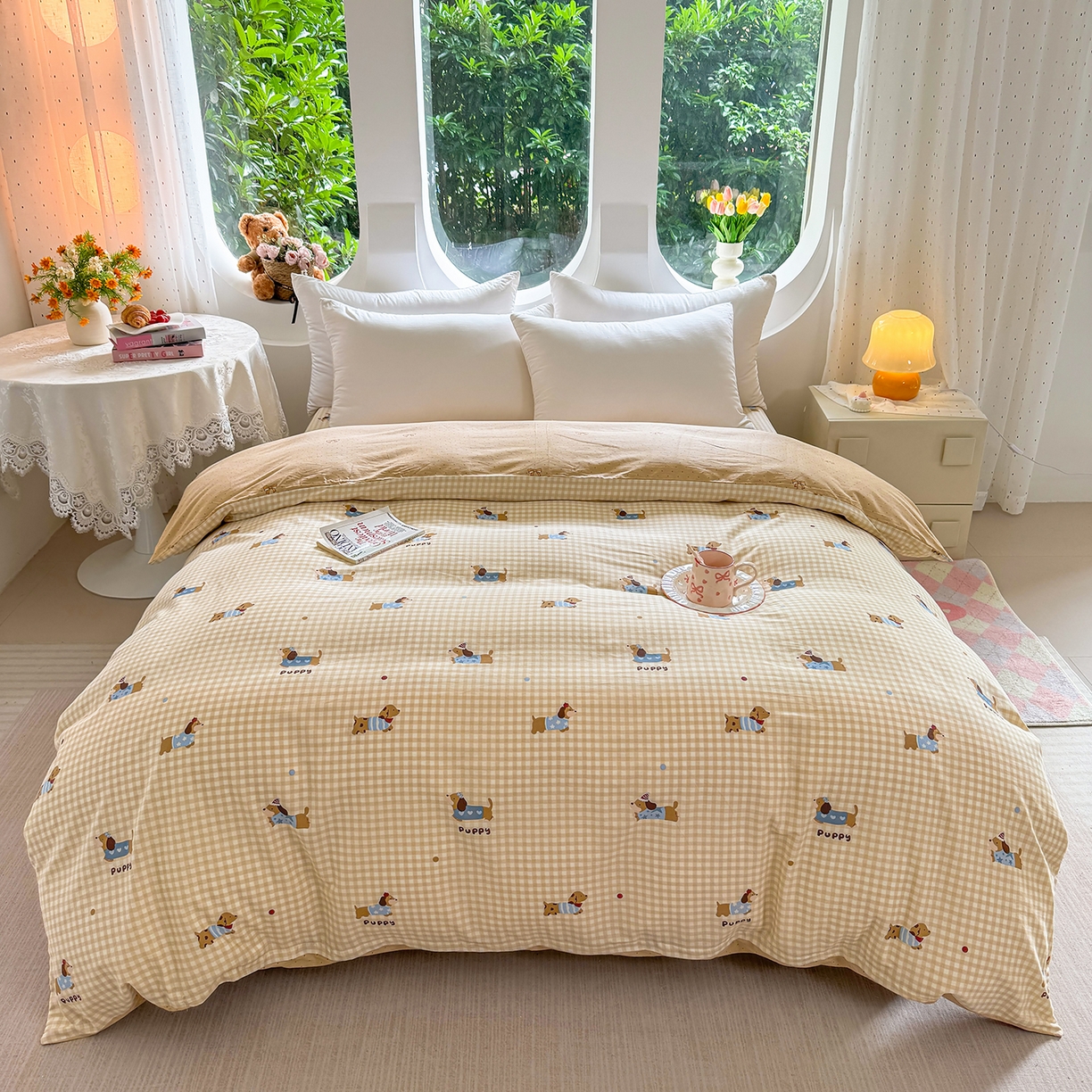 壹贝家纺 2025新款小清新全棉纯棉印花系列-单被套 俏皮狗