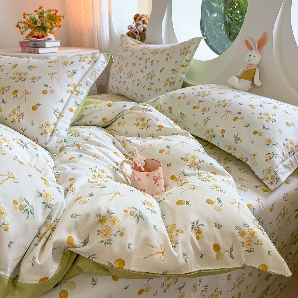 91家纺网 家纺一手货源 找家纺 壹贝家纺 2025新款小清新全棉纯棉印花系列-单被套 如愿