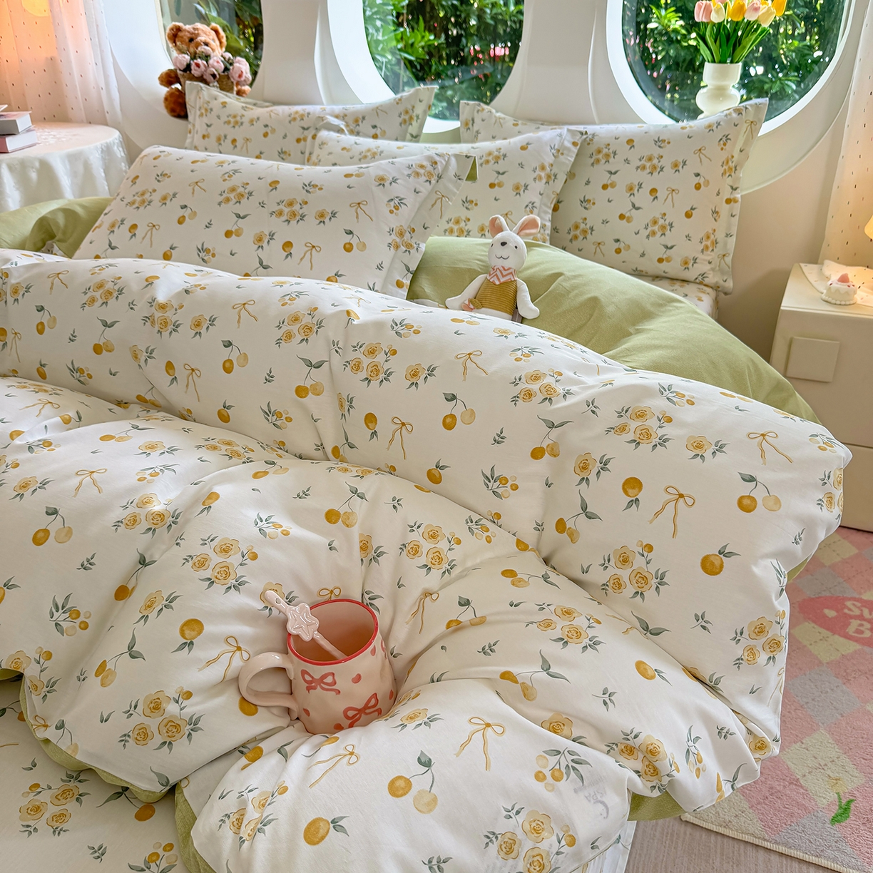 91家纺网 家纺一手货源 找家纺 壹贝家纺 2025新款小清新全棉纯棉印花系列-单被套 如愿