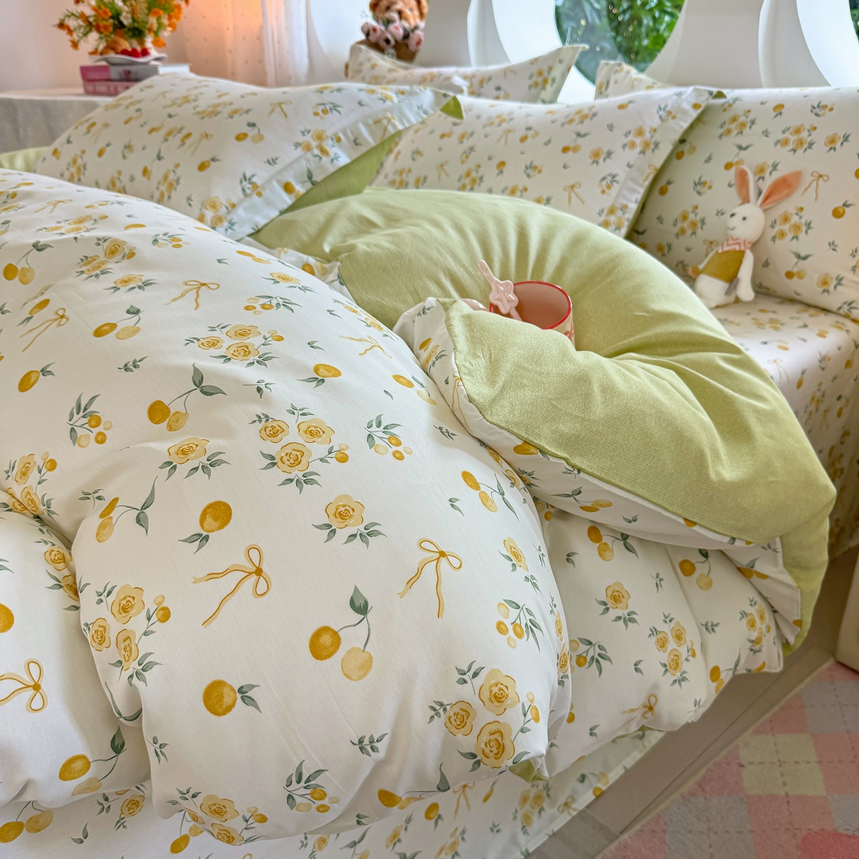 91家纺网 家纺一手货源 找家纺 壹贝家纺 2025新款小清新全棉纯棉印花系列-单被套 如愿