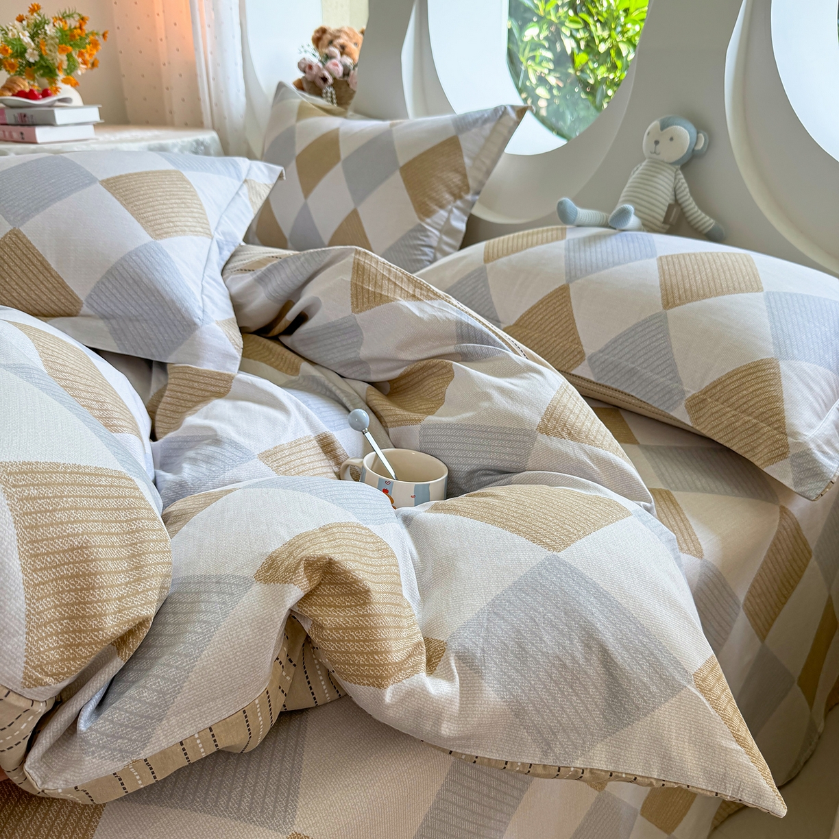 91家纺网 家纺一手货源 找家纺 壹贝家纺 2025新款小清新全棉纯棉印花系列-单被套 瑞吉斯-黄