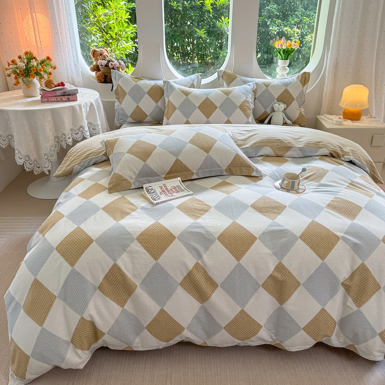 91家纺网 家纺一手货源 找家纺 壹贝家纺 2025新款小清新全棉纯棉印花系列-单被套 瑞吉斯-黄