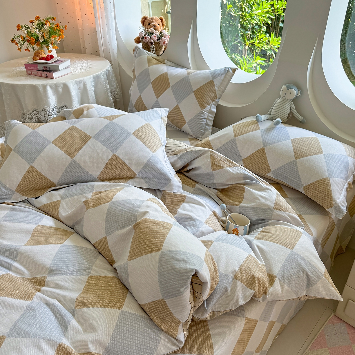 91家纺网 家纺一手货源 找家纺 壹贝家纺 2025新款小清新全棉纯棉印花系列-单被套 瑞吉斯-黄