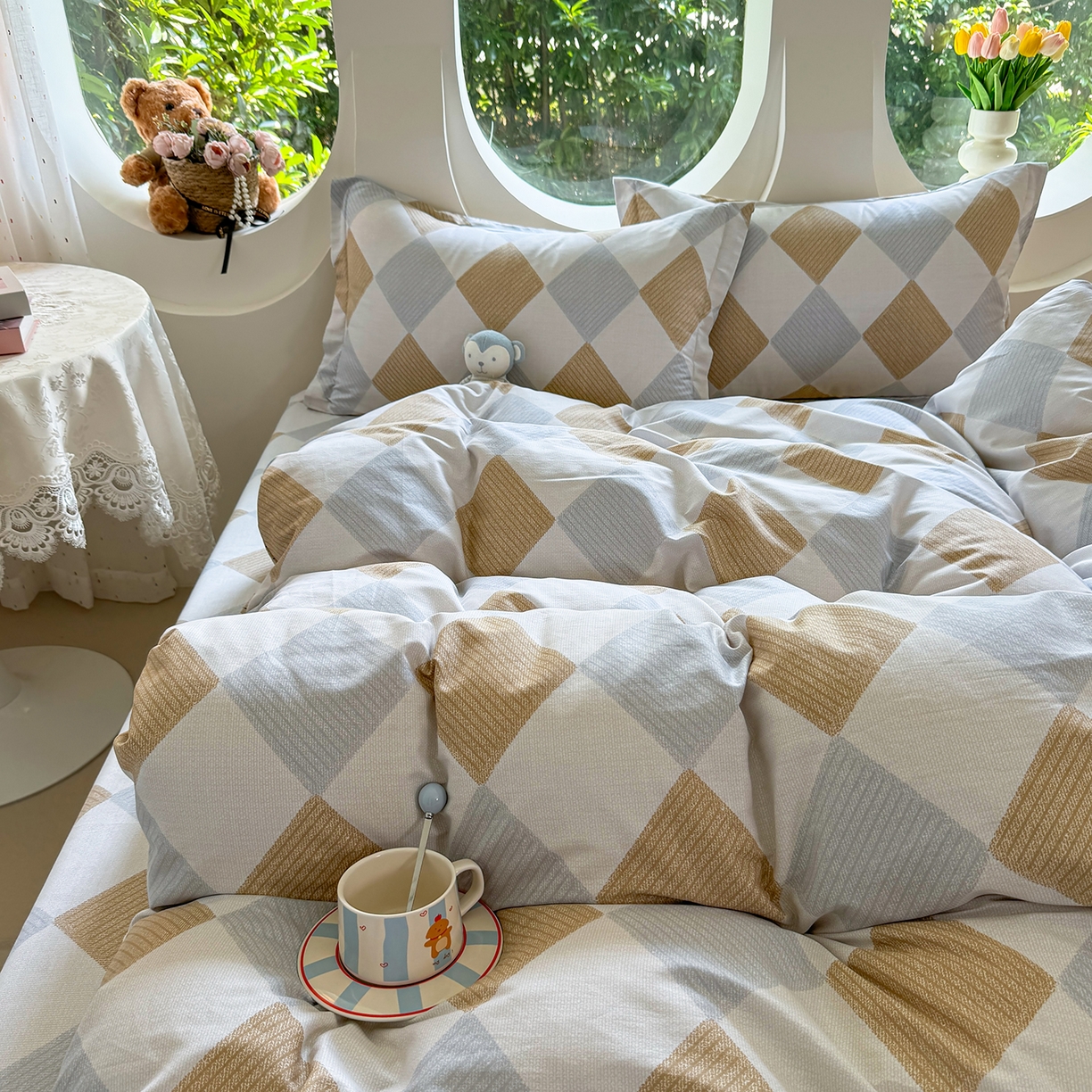 91家纺网 家纺一手货源 找家纺 壹贝家纺 2025新款小清新全棉纯棉印花系列-单被套 瑞吉斯-黄