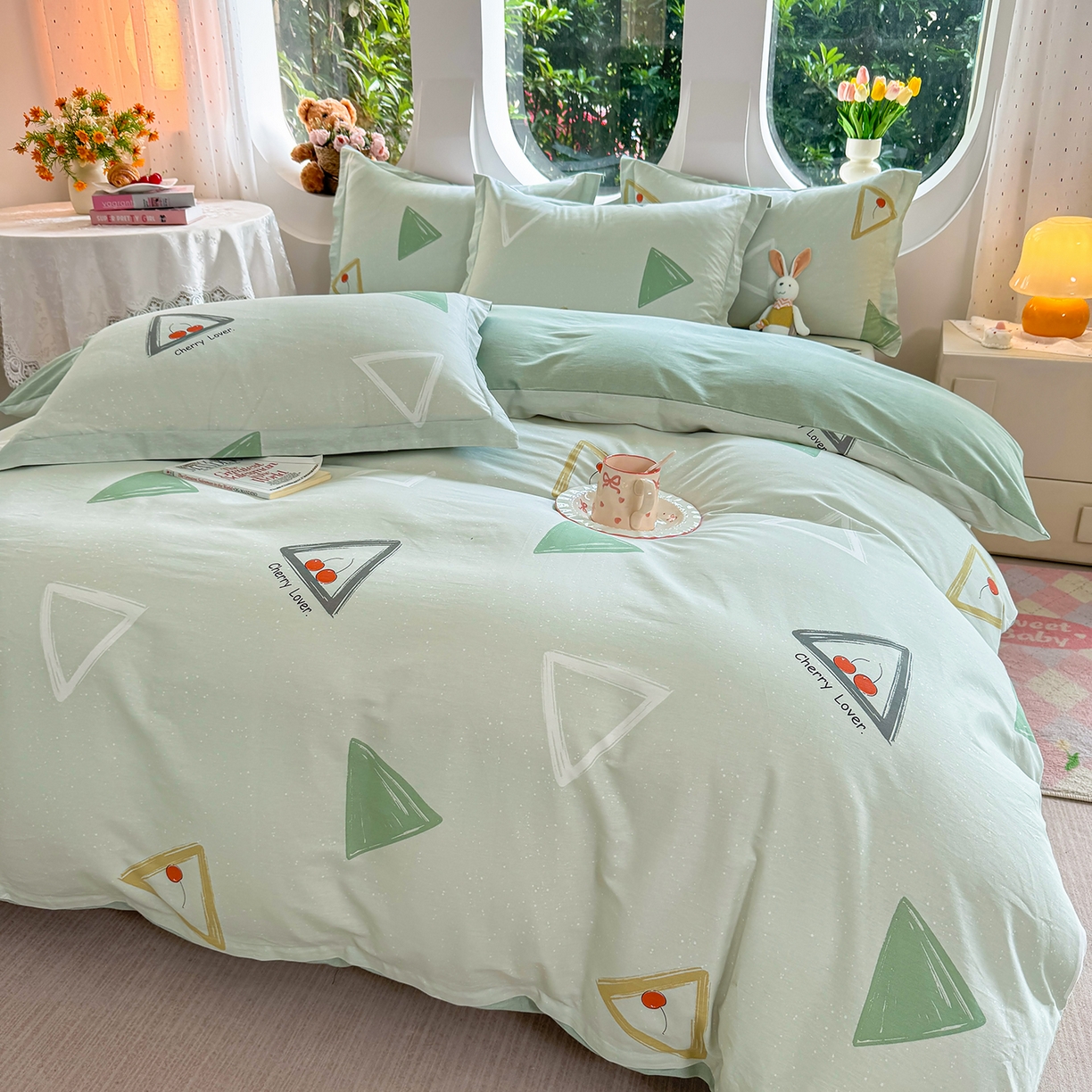 91家纺网 家纺一手货源 找家纺 壹贝家纺 2025新款小清新全棉纯棉印花系列-单被套 小可布丁