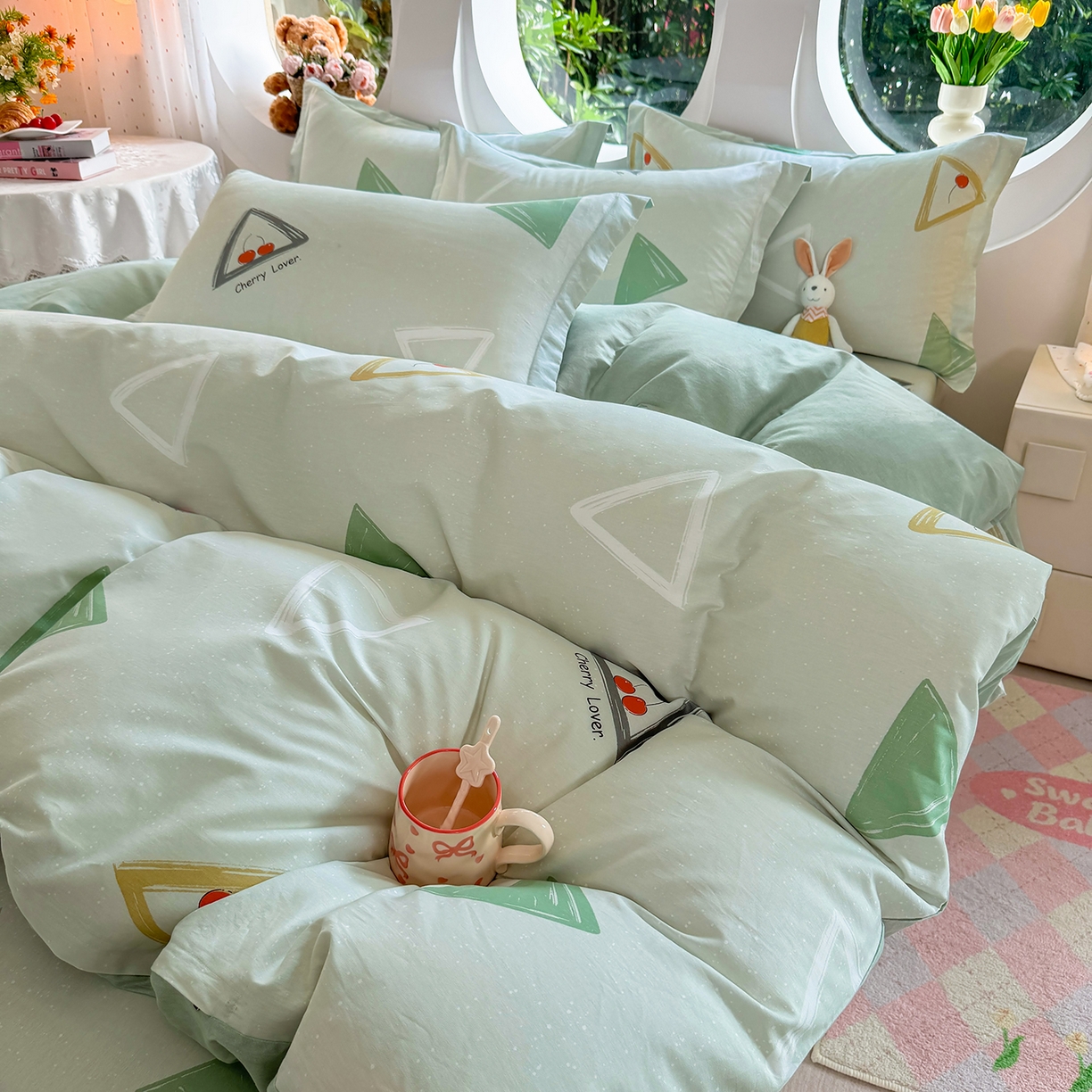 91家纺网 家纺一手货源 找家纺 壹贝家纺 2025新款小清新全棉纯棉印花系列-单被套 小可布丁