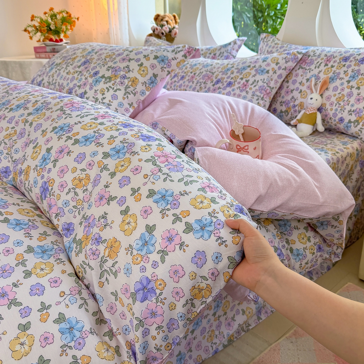 91家纺网 家纺一手货源 找家纺 壹贝家纺 2025新款小清新全棉纯棉印花系列-单被套 小美满