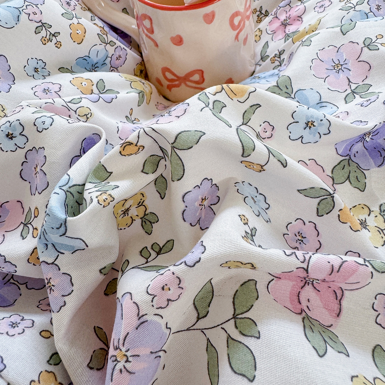 91家纺网 家纺一手货源 找家纺 壹贝家纺 2025新款小清新全棉纯棉印花系列-单被套 小美满