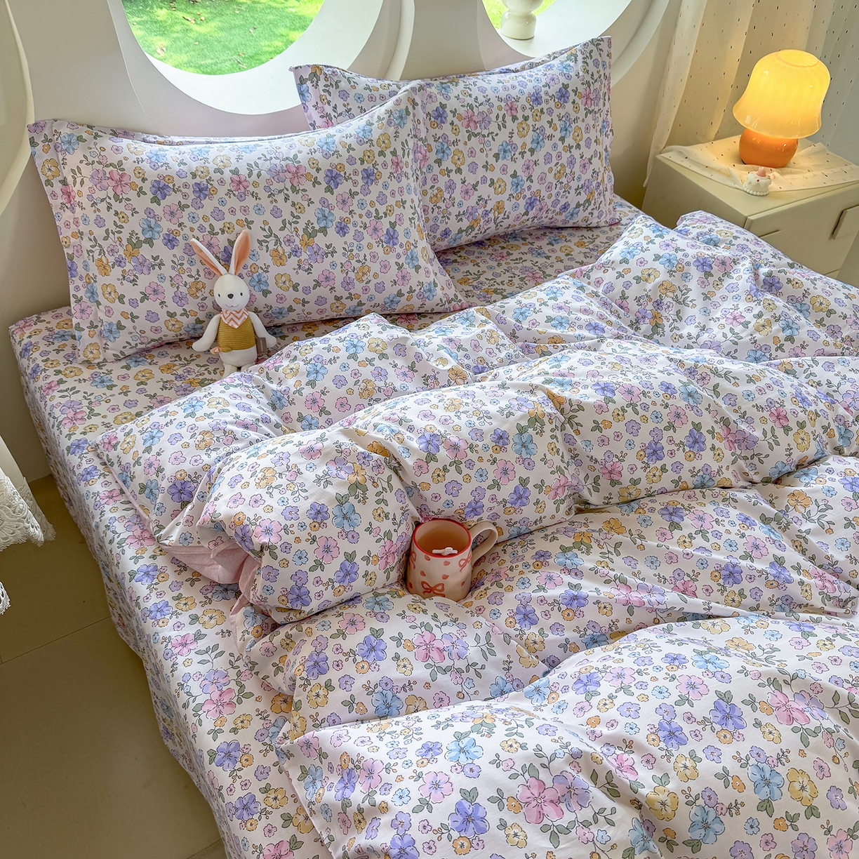 91家纺网 家纺一手货源 找家纺 壹贝家纺 2025新款小清新全棉纯棉印花系列-单被套 小美满