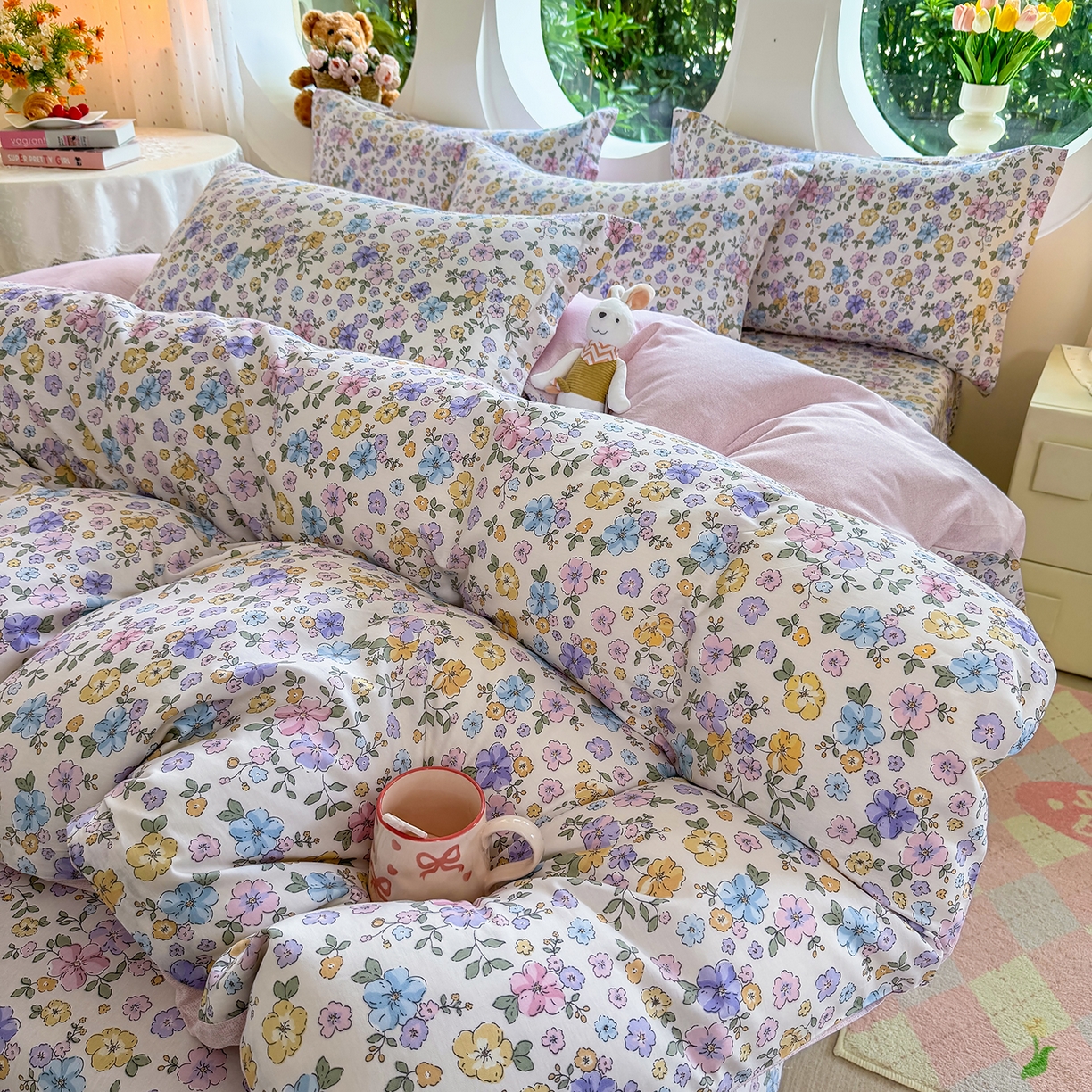 91家纺网 家纺一手货源 找家纺 壹贝家纺 2025新款小清新全棉纯棉印花系列-单被套 小美满