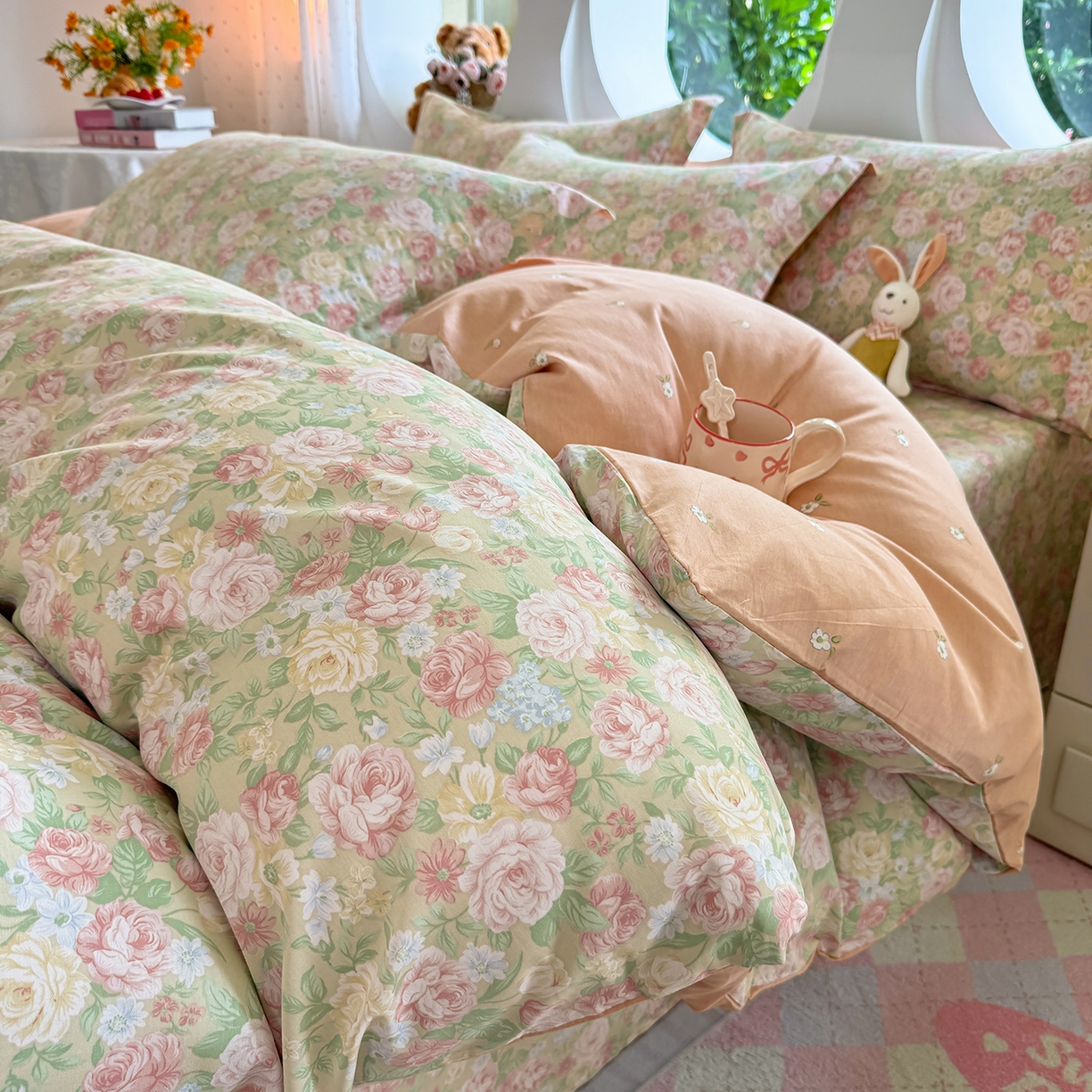 91家纺网 家纺一手货源 找家纺 （总）壹贝家纺 2025新款小清新全棉纯棉印花系列(喷气工艺)(高品质)(花型持续更新)(接受各种预定尺寸)-单被套