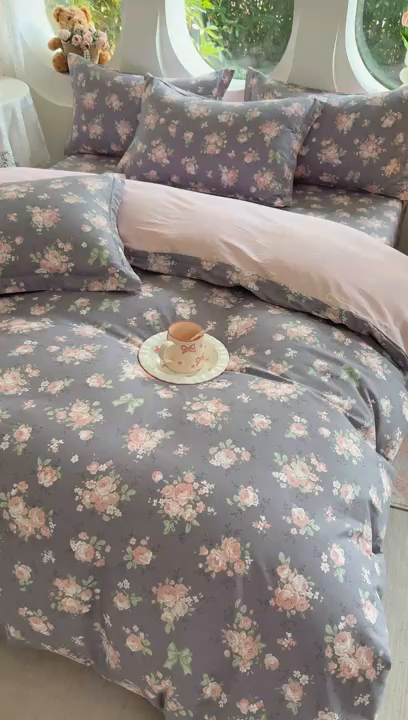 91家纺网 家纺一手货源 找家纺 壹贝家纺 2025新款小清新全棉纯棉印花系列-单被套 繁花