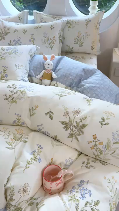 91家纺网 家纺一手货源 找家纺 壹贝家纺 2025新款小清新全棉纯棉印花系列-单被套 沁园春