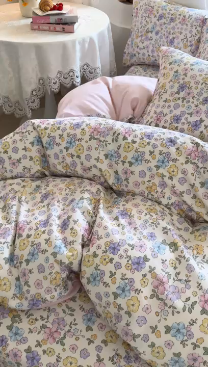 91家纺网 家纺一手货源 找家纺 壹贝家纺 2025新款小清新全棉纯棉印花系列-单被套 小美满