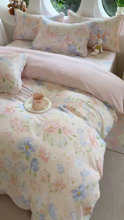 91家纺网 家纺一手货源 找家纺 壹贝家纺 2025新款小清新全棉纯棉印花系列-单被套 新恰如初