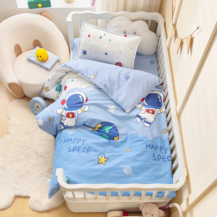 2025新款全棉AB版幼兒園三件套寶寶午睡被子六件套兒童被套多件套  太空衛(wèi)士