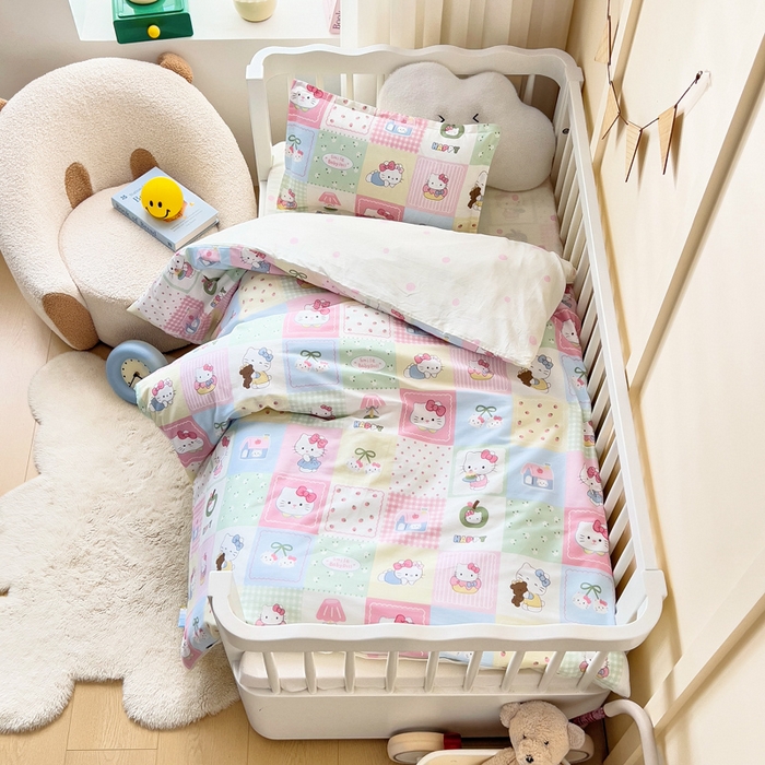 2025新款全棉AB版幼兒園三件套寶寶午睡被子六件套兒童被套多件套 甜心貓咪