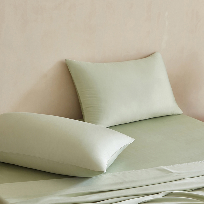 91家纺网 家纺一手货源 找家纺 轩和家居 2025新款天竹60支竹浆纤维A类婴幼儿级别天然抗菌抑菌系列枕套单件-单枕套 淡绿