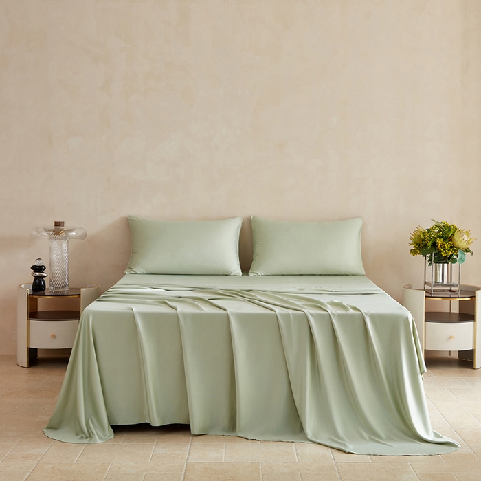 轩和家居 2025新款天竹60支竹浆纤维A类婴幼儿级别天然抗菌抑菌系列床单单件-单床单 淡绿