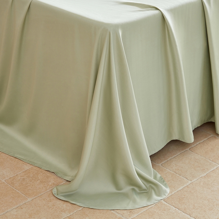 91家纺网 家纺一手货源 找家纺 轩和家居 2025新款天竹60支竹浆纤维A类婴幼儿级别天然抗菌抑菌系列床单单件-单床单 淡绿