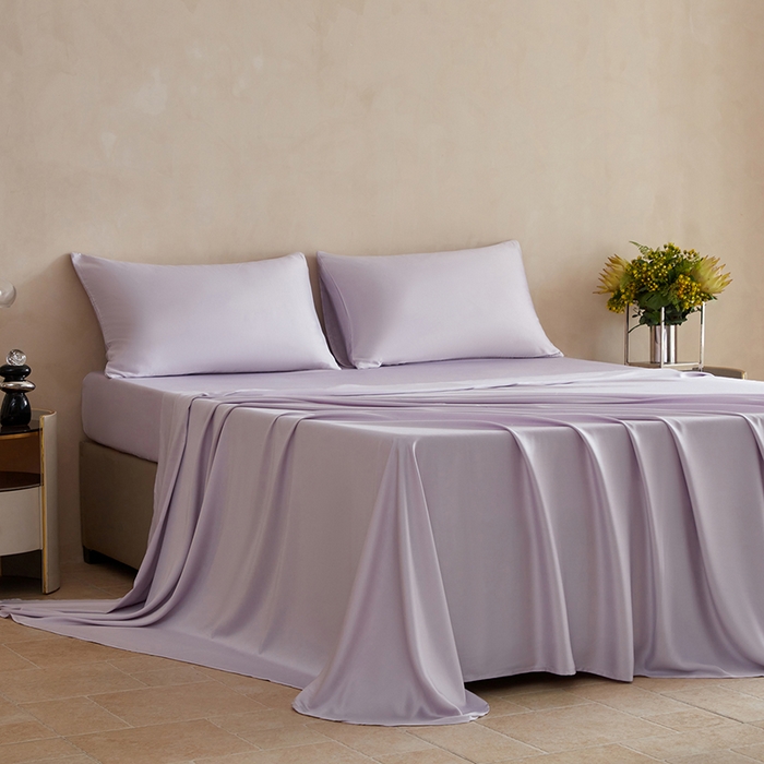 91家纺网 家纺一手货源 找家纺 轩和家居 2025新款天竹60支竹浆纤维A类婴幼儿级别天然抗菌抑菌系列床单单件-单床单 淡紫