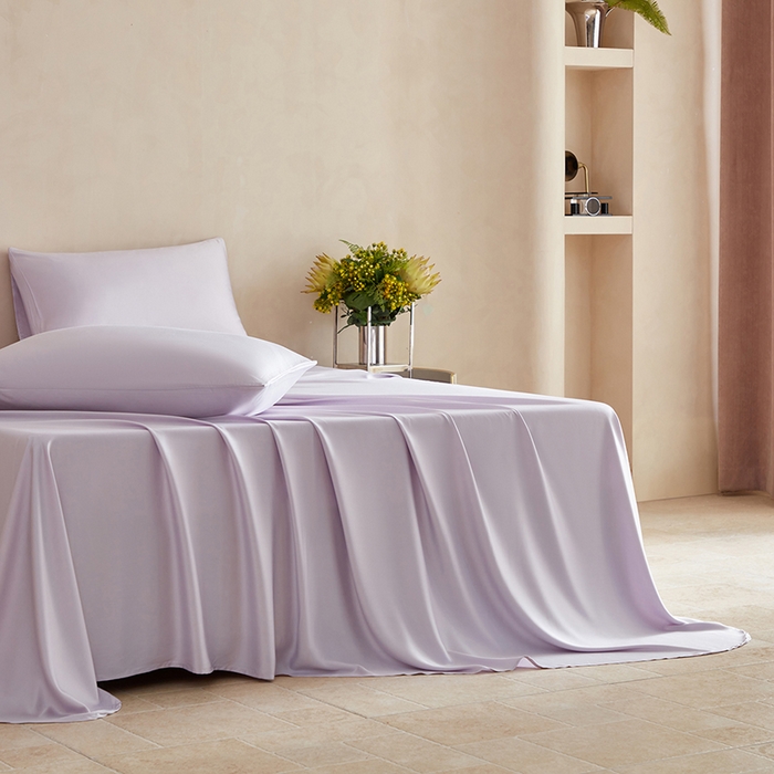 91家纺网 家纺一手货源 找家纺 轩和家居 2025新款天竹60支竹浆纤维A类婴幼儿级别天然抗菌抑菌系列床单单件-单床单 淡紫