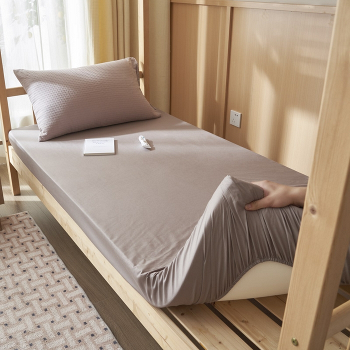 91家纺网 家纺一手货源 找家纺 寐绸2025家纺学生季床单床笠 浅灰