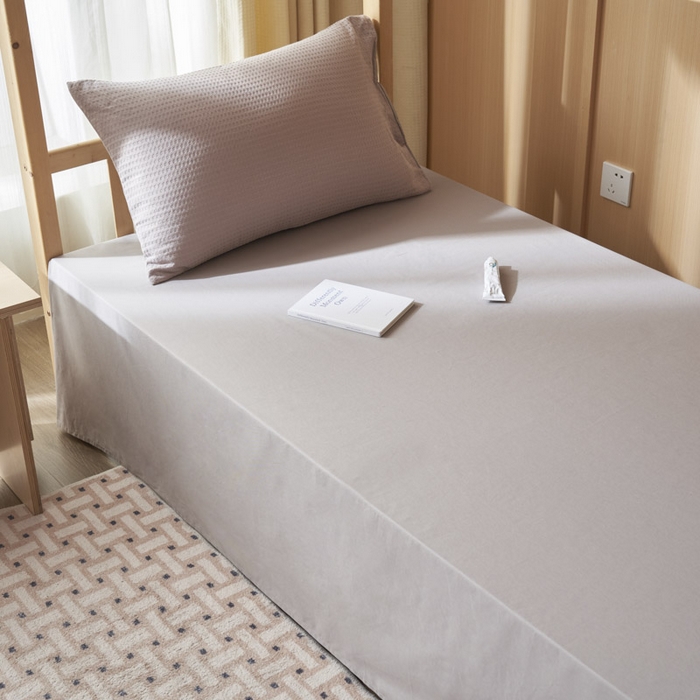 91家纺网 家纺一手货源 找家纺 寐绸2025家纺学生季床单床笠 浅灰