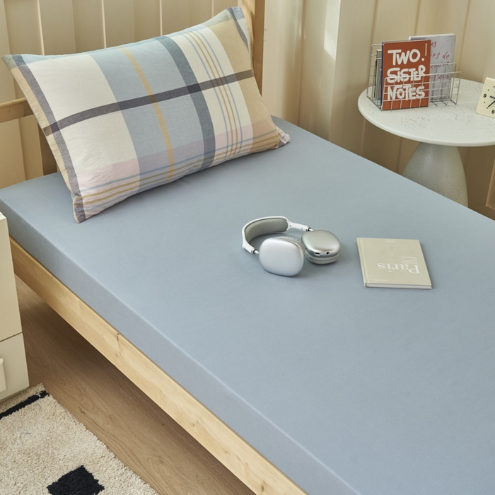 91家纺网 家纺一手货源 找家纺 寐绸2025家纺学生季床单床笠 浅蓝