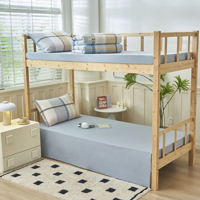 91家纺网 家纺一手货源 找家纺 寐绸2025家纺学生季床单床笠 浅蓝