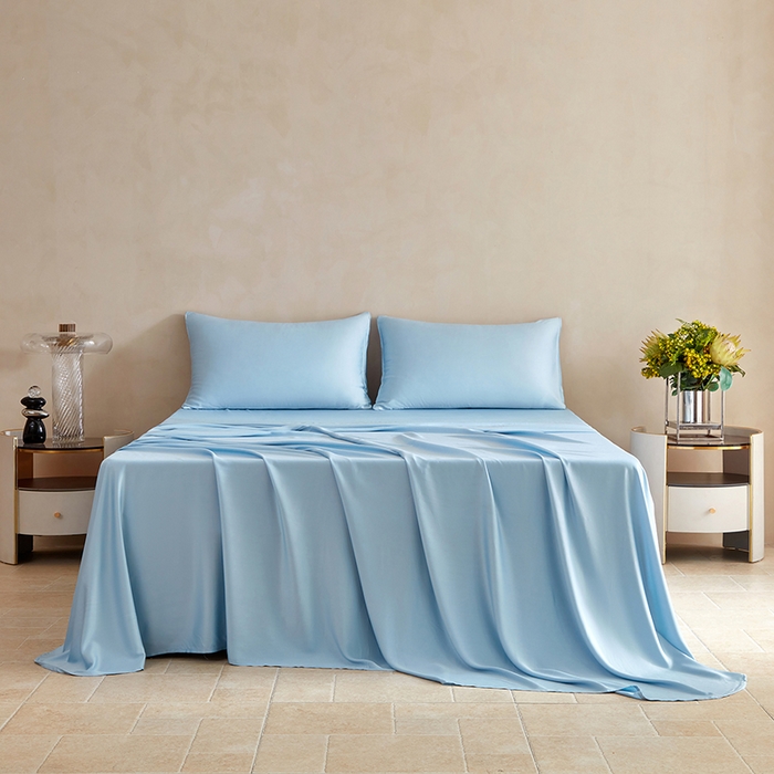 轩和家居 2025新款天竹60支竹浆纤维A类婴幼儿级别天然抗菌抑菌系列床单单件-单床单 天蓝