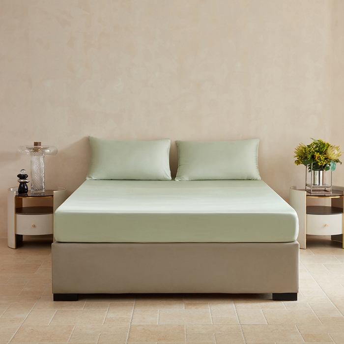 91家纺网 家纺一手货源 找家纺 （总）轩和家居 2025新款天竹60支竹浆纤维A类婴幼儿级别天然抗菌抑菌系列床笠单件-单床笠