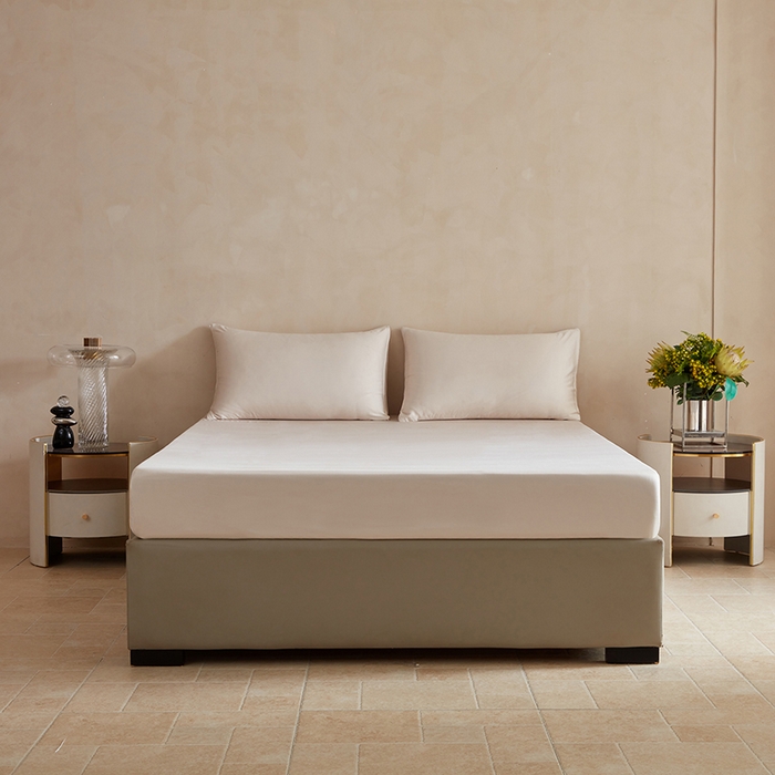 91家纺网 家纺一手货源 找家纺 （总）轩和家居 2025新款天竹60支竹浆纤维A类婴幼儿级别天然抗菌抑菌系列床笠单件-单床笠