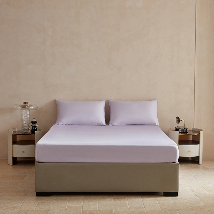 轩和家居 2025新款天竹60支竹浆纤维A类婴幼儿级别天然抗菌抑菌系列床笠单件-单床笠 淡紫