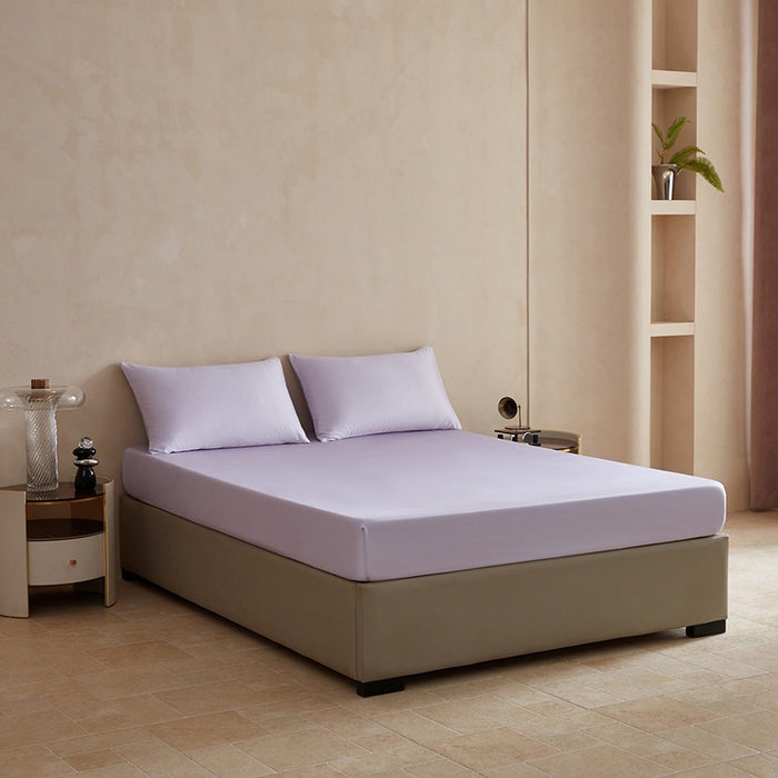 91家纺网 家纺一手货源 找家纺 轩和家居 2025新款天竹60支竹浆纤维A类婴幼儿级别天然抗菌抑菌系列床笠单件-单床笠 淡紫