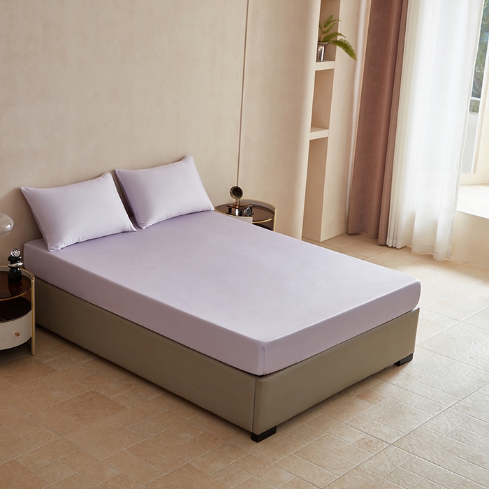 91家纺网 家纺一手货源 找家纺 轩和家居 2025新款天竹60支竹浆纤维A类婴幼儿级别天然抗菌抑菌系列床笠单件-单床笠 淡紫