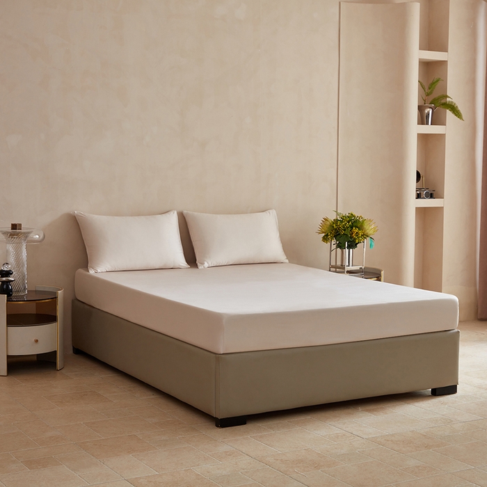 91家纺网 家纺一手货源 找家纺 轩和家居 2025新款天竹60支竹浆纤维A类婴幼儿级别天然抗菌抑菌系列床笠单件-单床笠 奶咖