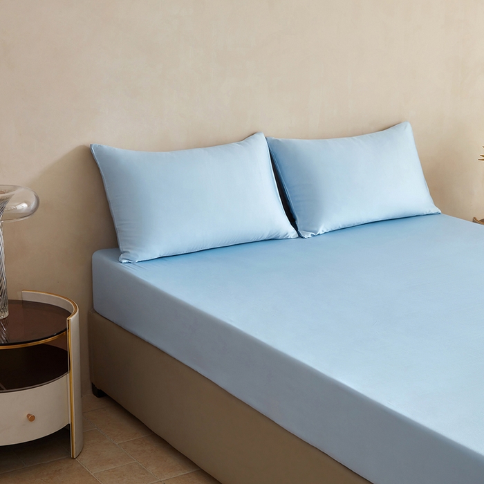 91家纺网 家纺一手货源 找家纺 轩和家居 2025新款天竹60支竹浆纤维A类婴幼儿级别天然抗菌抑菌系列床笠单件-单床笠 天蓝