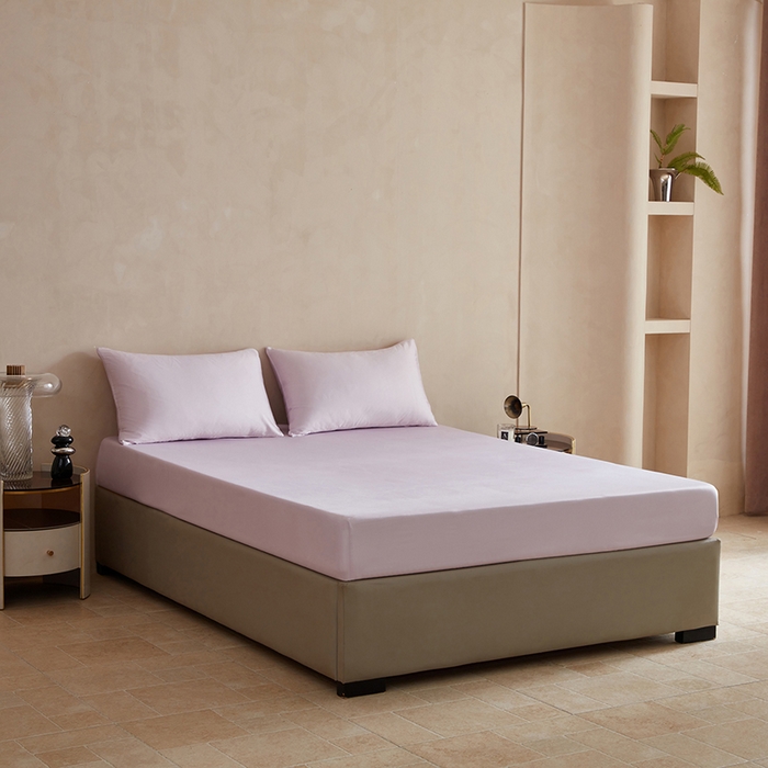 91家纺网 家纺一手货源 找家纺 轩和家居 2025新款天竹60支竹浆纤维A类婴幼儿级别天然抗菌抑菌系列床笠单件-单床笠 甜紫