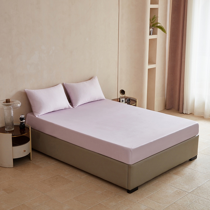 91家纺网 家纺一手货源 找家纺 轩和家居 2025新款天竹60支竹浆纤维A类婴幼儿级别天然抗菌抑菌系列床笠单件-单床笠 甜紫