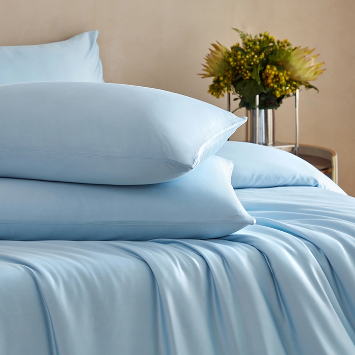 91家纺网 家纺一手货源 找家纺 轩和家居 2025新款天竹60支竹浆纤维A类婴幼儿级别天然抗菌抑菌系列被套单件-单被套 天蓝